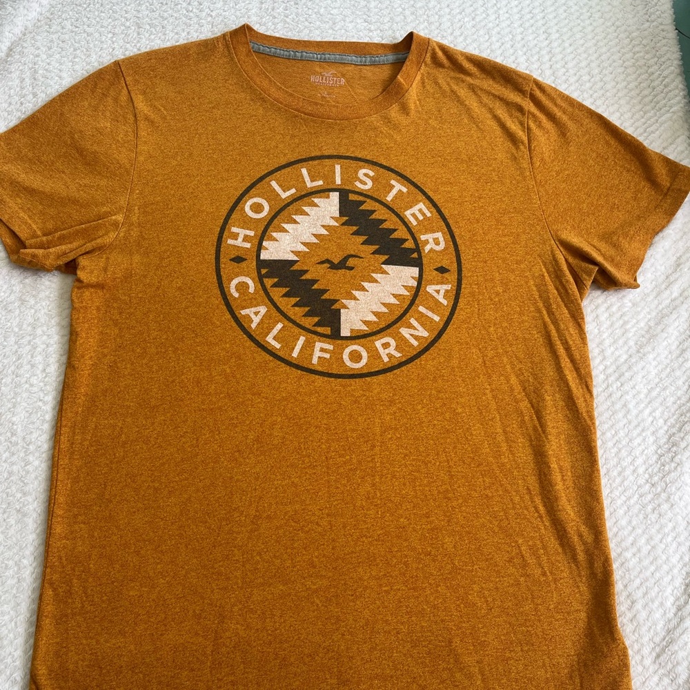 Hollister Orange Short Sleeve Tee with Retro Graphic